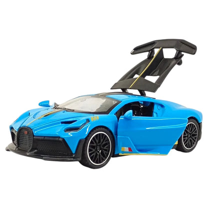 UK-1072 Bugatti Divo 1:32 Exclusive Alloy Metal Pull Back Die-cast Car Diecast Metal Pullback Toy car with Openable Doors & Light, Music Boys Gifts Toys for Kids