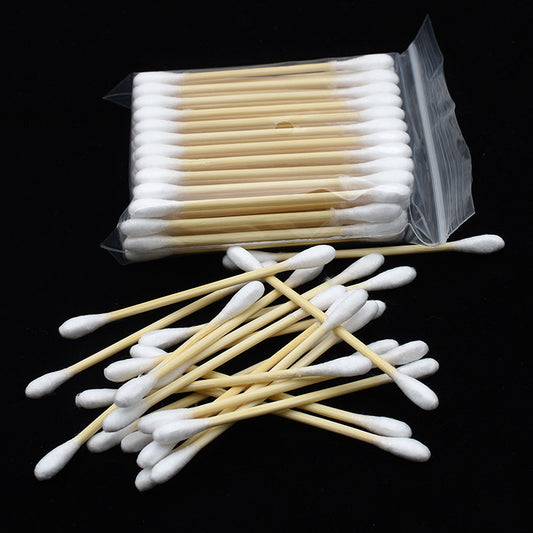 UK-0582 Cotton Swabs Bamboo with Wooden Handles for Makeup Clean Care Ear Cleaning Wound Care Cosmetic Tool Double Head Biodegradable Eco Friendly