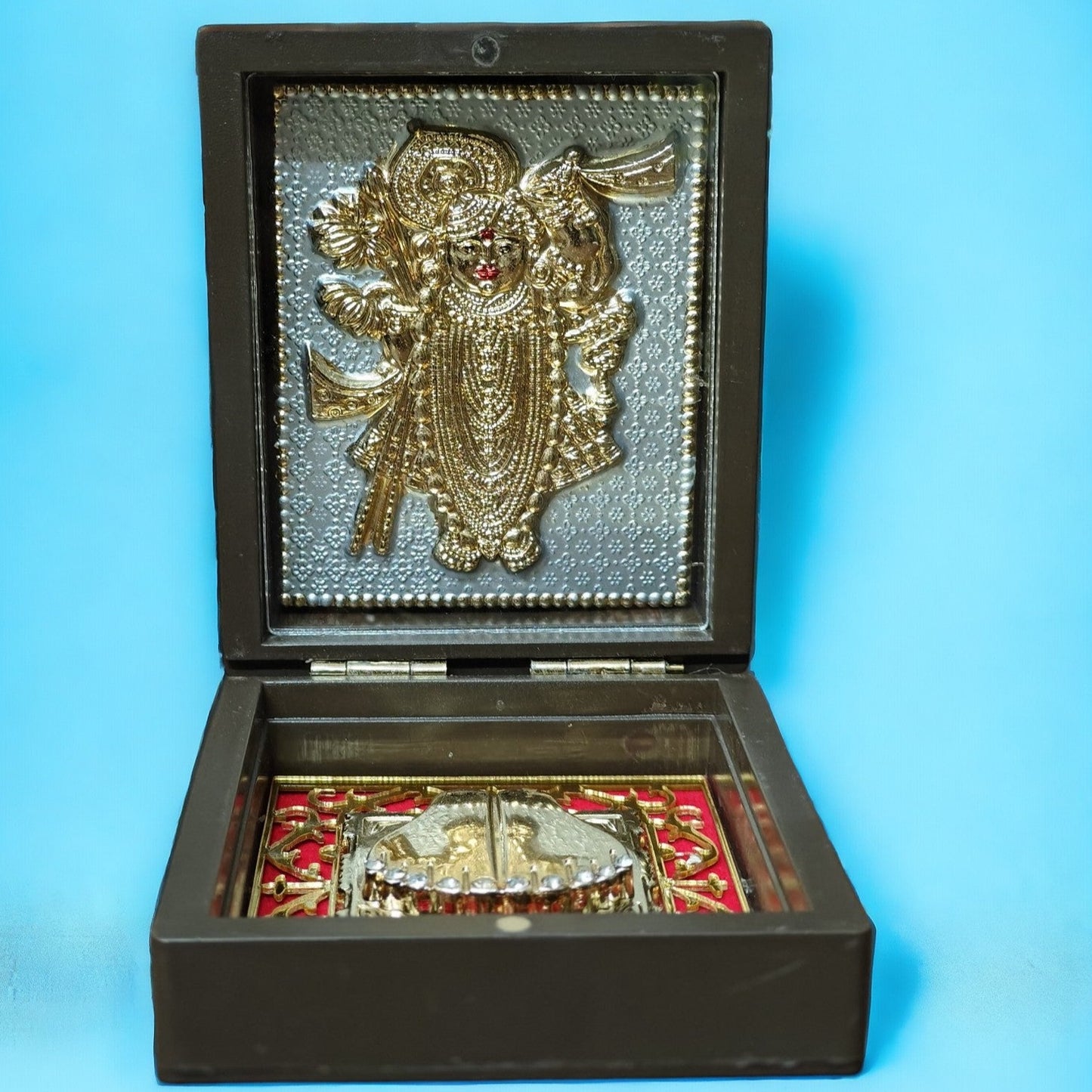 UK-0309 Blessing Lord  Small Puja Worship Box – Gold Plated      ( MIX GOD)