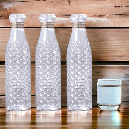 UK-0300 Diamond cut Crystal Clear Plastic Fridge Water Bottle, Unbreakable Re-Usable Bottles Ideal for Office, Gym, Yoga(1 PC)