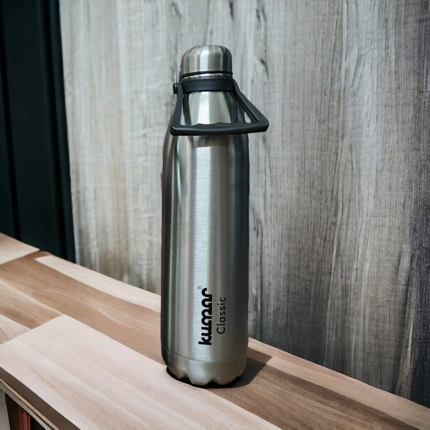 UK-0357 Stainless Steel Vacuum Insulated Flask | Hot And Cold Water Bottle With Screw Lid | Double Walled Silver Bottle For Home, Office, Travel 12 Hours Cold & Hot