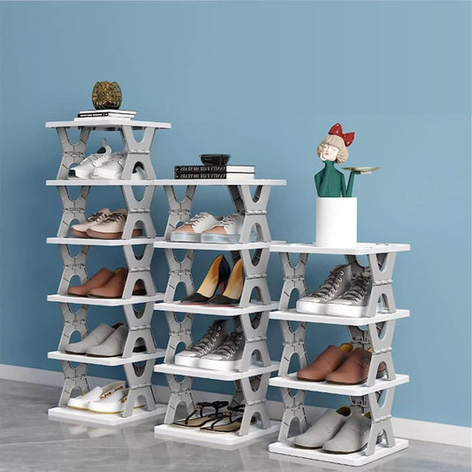 Shoe Rack, Shoes Stand, Plastic Adjustable Shoe Rack, Folding, Easy Assembly and Stable in Structure
