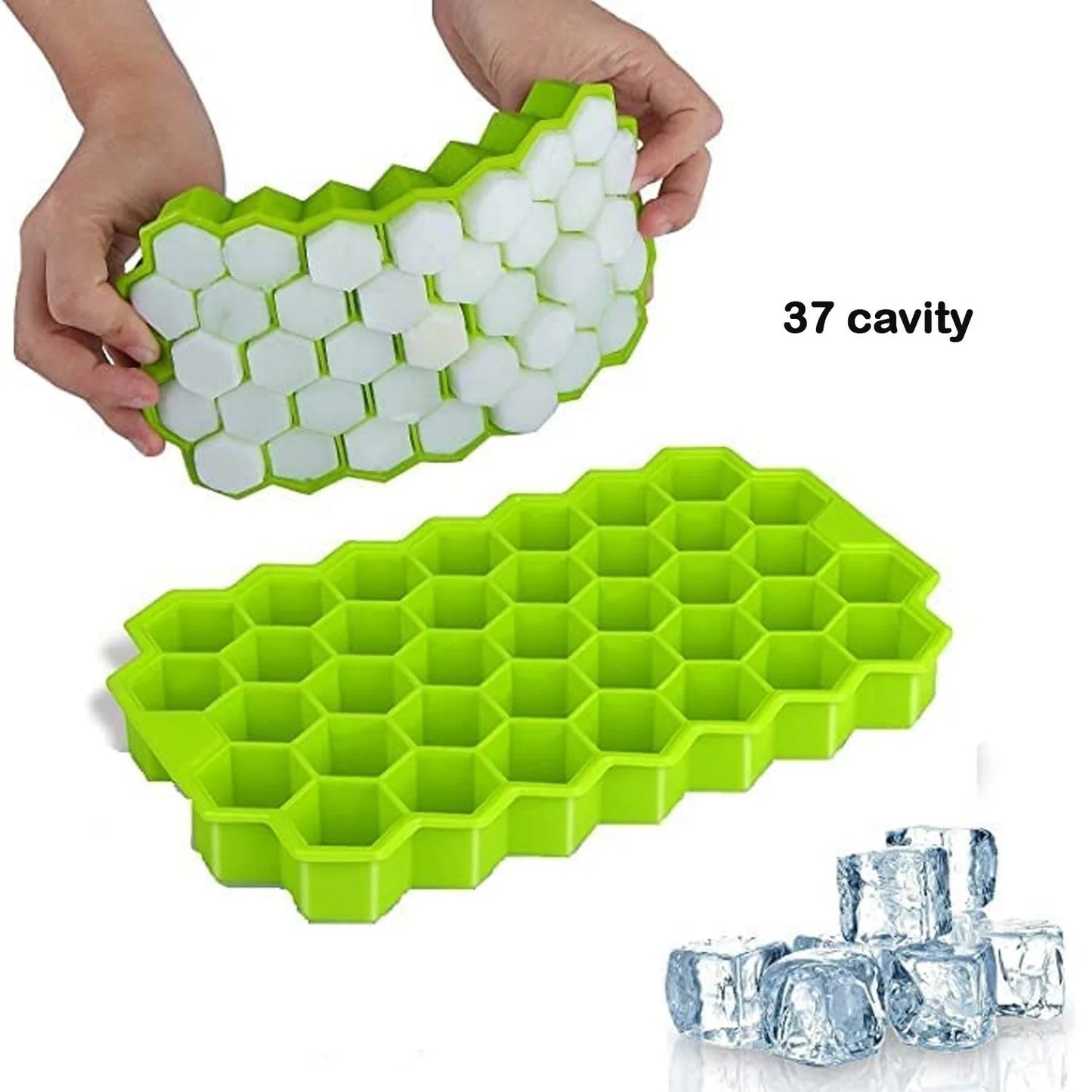 UK-0297 Ice Cube Tray for Freezer Flexible Silicone Honeycomb Design 37 Cavity Ice Cube Tray Ice Cube Box for Home Ice Cubes Silicon Trays for Freezer Mould Safe Ice Cube Molds Multicolor