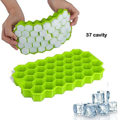 UK-0297 Ice Cube Tray for Freezer Flexible Silicone Honeycomb Design 37 Cavity Ice Cube Tray Ice Cube Box for Home Ice Cubes Silicon Trays for Freezer Mould Safe Ice Cube Molds Multicolor