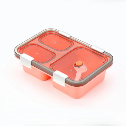 UK-0383  Lunch Box for Kids – 3 Compartment Insulated Lunch Box Plastic Tiffin Box for Boys, Girls, School & Office Men