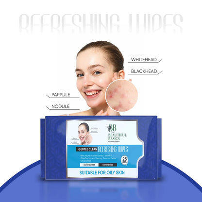 UK-0638 Wipes for Face | Facial Cleansing | Refreshing & Skin Hydration| Soothing for skin | pH Balance & Alcohol Free | Nourishing with Fruit extract | 25 Wipes