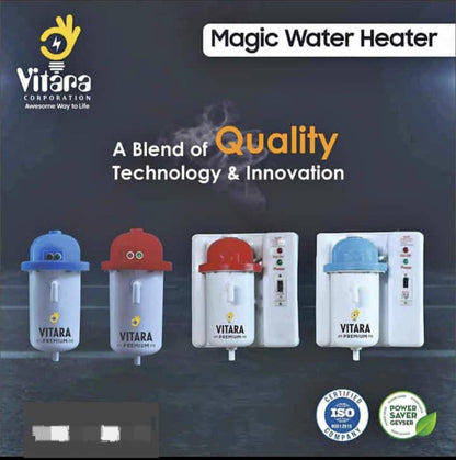 VITARA CORPORATION 1L instant portable water heater/geyser (Fitted with MCB) Instant Running Water Heater ABS Plastic, Auto Cut Off and Manual Reset, Inlet and Outlet Thread