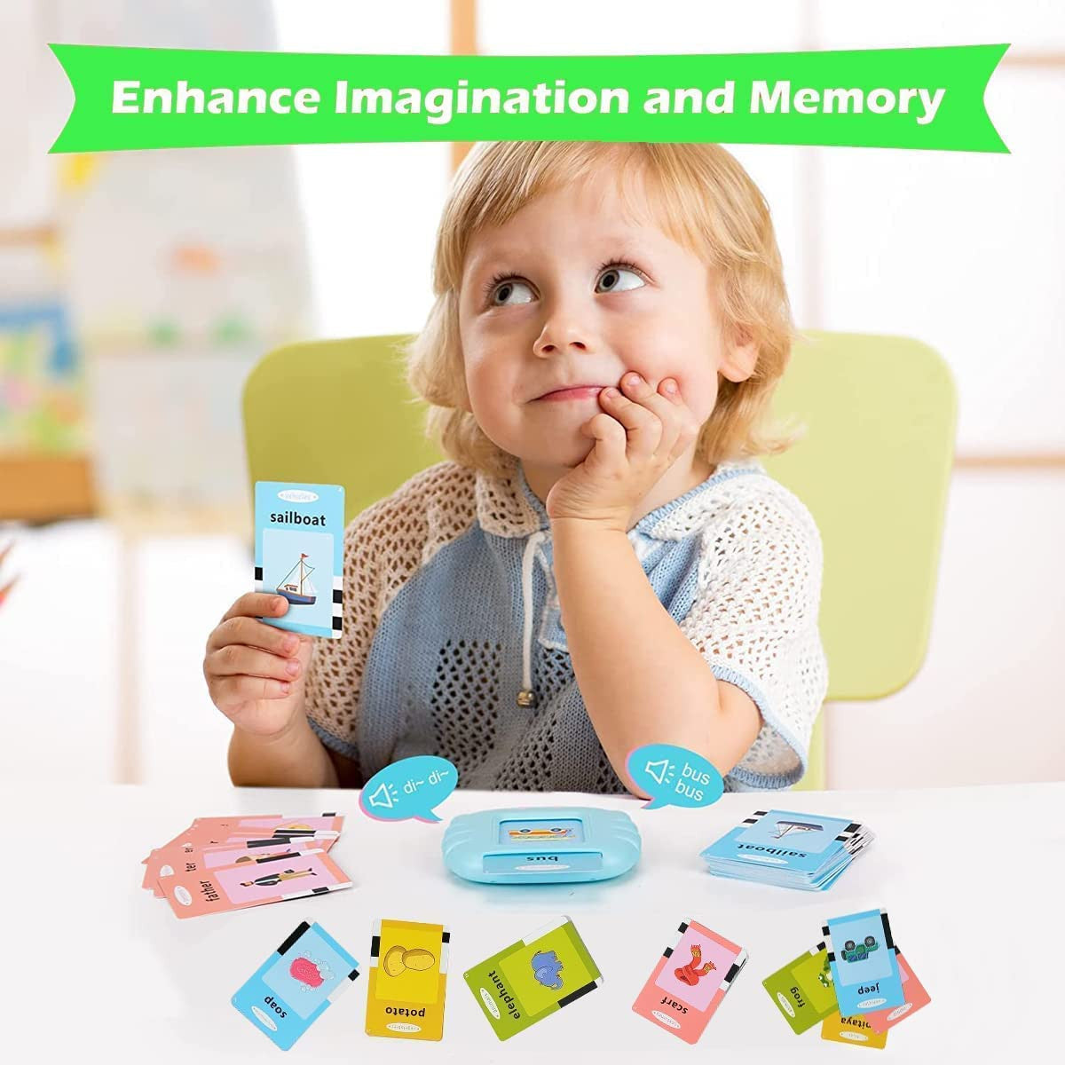 UK-0853 Talking Flash Card for Kids 112 Card Early Language 224 Words Education Learning Device for Kids Ages 1-6