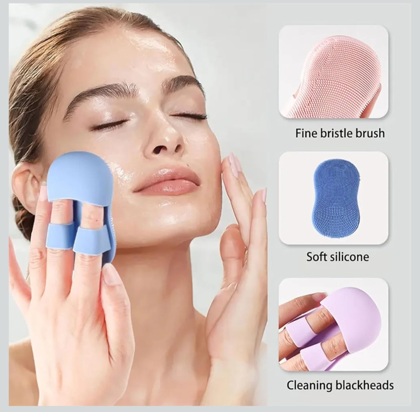 UK-1086 Face Scrubber For Women And Men, Silicone Face Cleansing Brush Face Scrubbers Soft Exfoliators Cleaning Tool, Facial Cleansing Brush For Pimples Blackhead Remover Deep Cleans Skin Care (1Pcs)