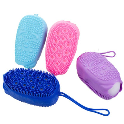 UK-0101  Silicone Bubble Bath Brush Quick Bath Brush Scrubbing Brushes Soft Rubbing Massage Bubble Body Cleaner Silicone Bathroom 1Pcs (Multi Color)