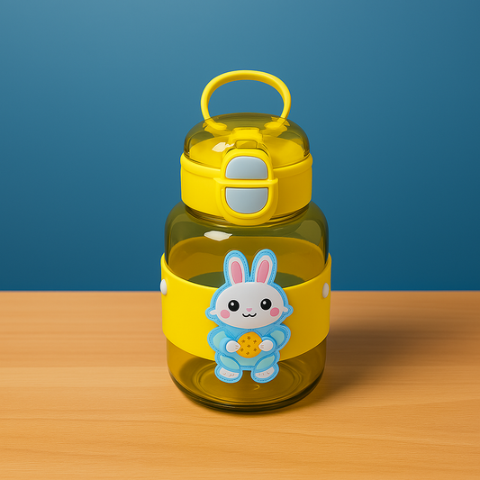 UK-0923 Cute Bear Water Bottle | Customizable Bottle with Stickers | Leak Proof Straw Bottle For School/Travel/Picnic/Outdoor