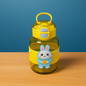 UK-0923 Cute Bear Water Bottle | Customizable Bottle with Stickers | Leak Proof Straw Bottle For School/Travel/Picnic/Outdoor