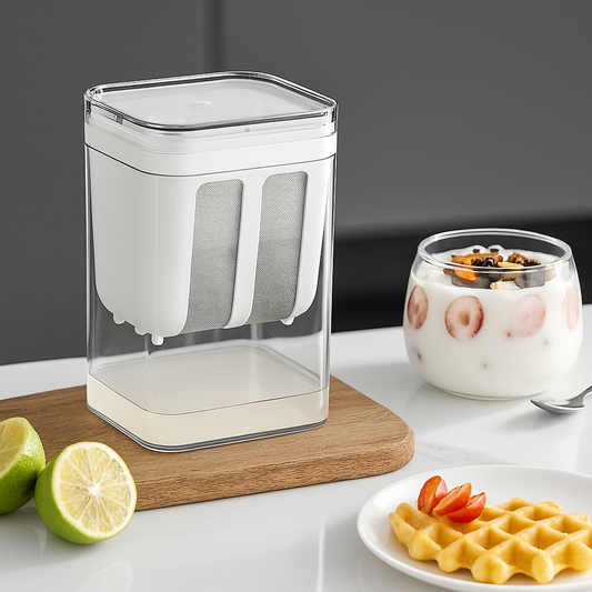 UK-0950 Yogurt Strainer, 1100ml Multi Yoghurt Maker Strainer with Fine Mesh Bag & Lid for Thick Greek Yogurt, Soybean Milk, Kefir, Berries, Soup, Fruit Juice, Coffee