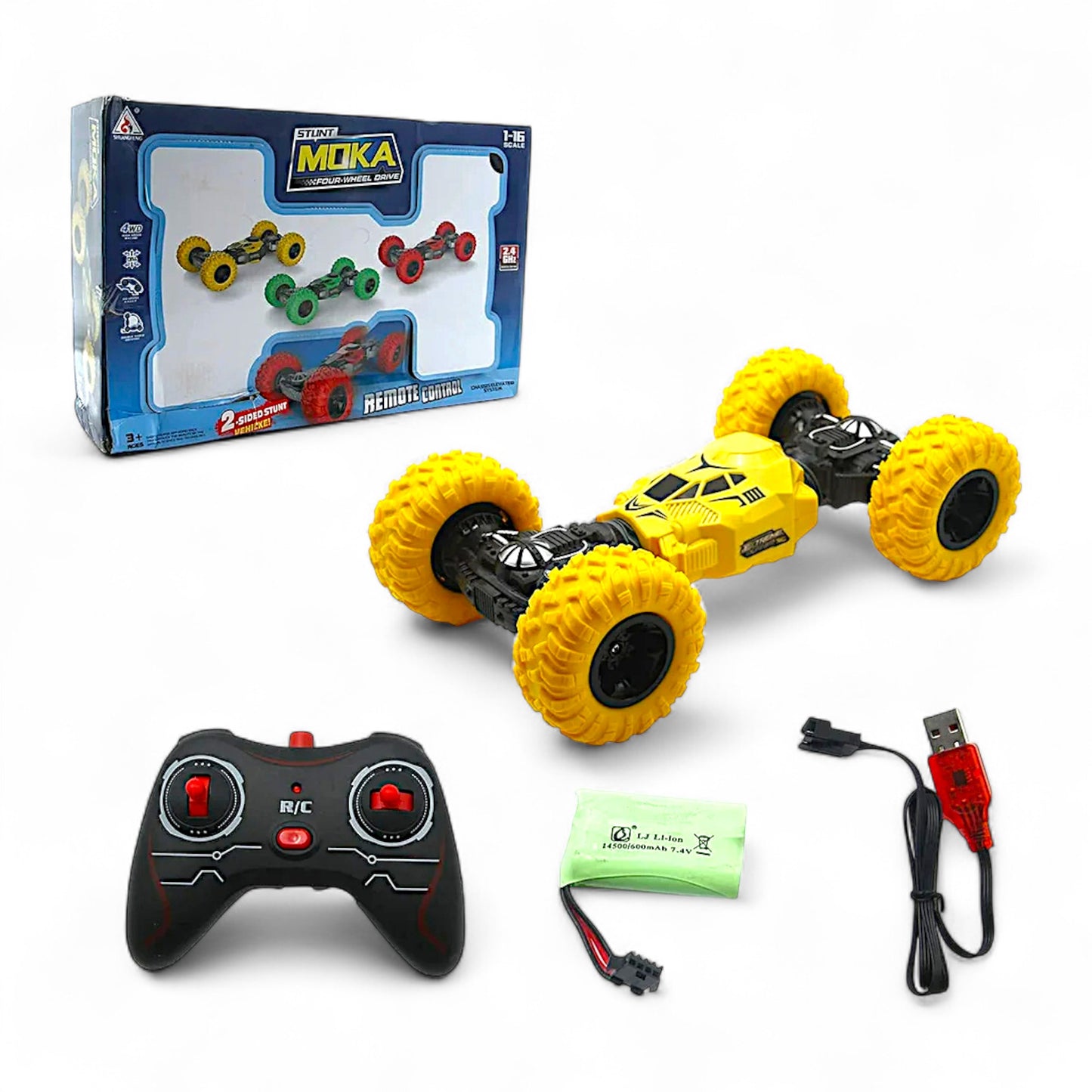 UK-1021 Double Sided Stunt Racing Moka 4-Wheel Drive/ Off Road Rock Crawler Remote Control RC Car with 2.4 GHz for Kids, Boys