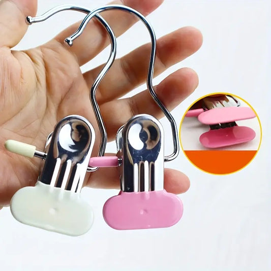 UK-0675 Multifunctional Metal Clip Hangers with Wide Clamp, No Trace, Non-Slip Design for Drying Socks, Hats, and Clothes Storage