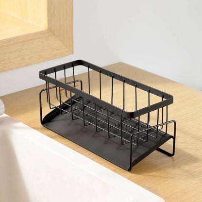 UK-1069 Sink Storage Rack, Kitchen Organiser, Stainless Steel Storage Box with Drip Tray, Suitable for Storing Sponges, Towels and Tea Towels