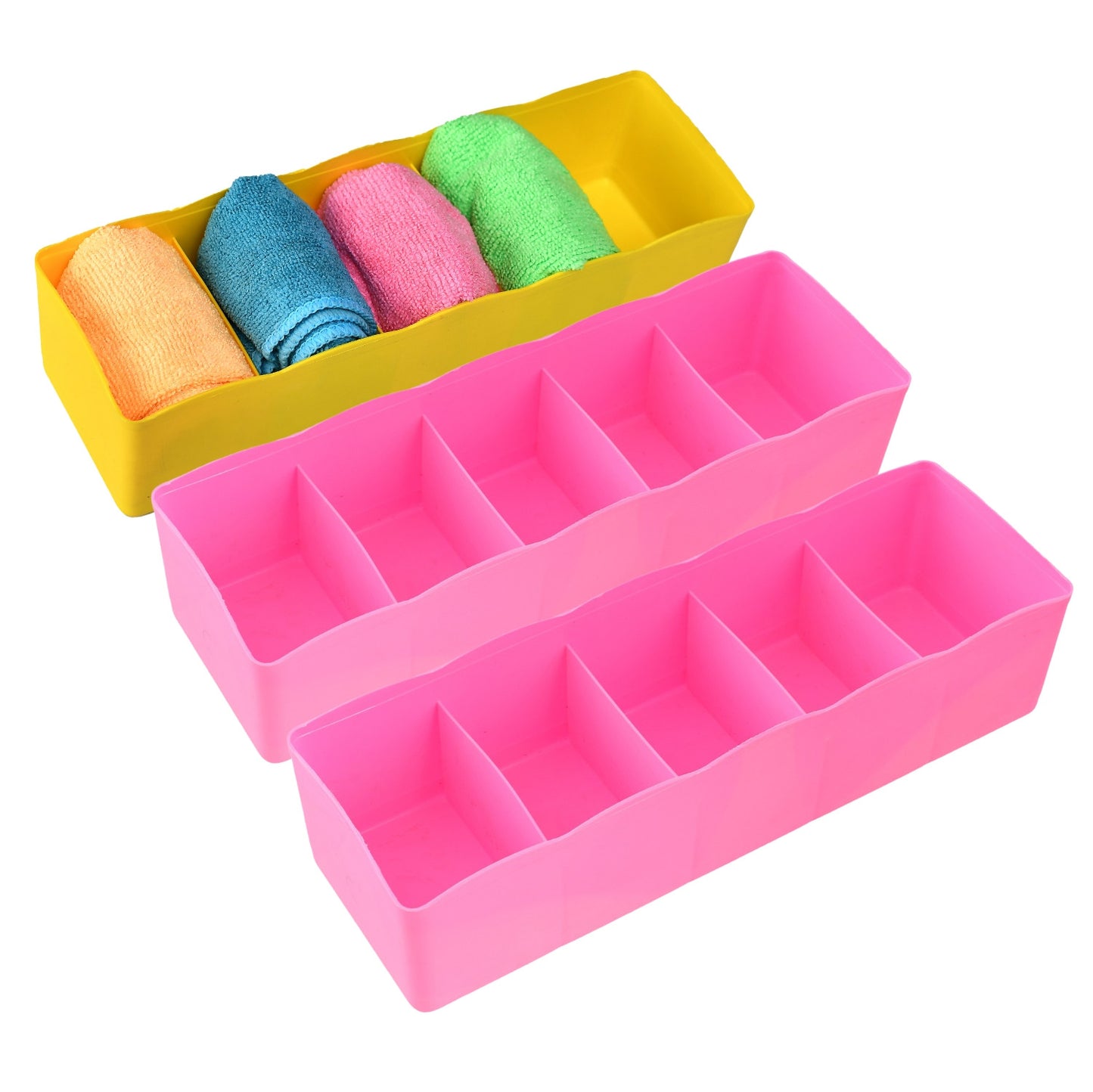 UK-0646 Multipurpose Plastic Storage Socks Tray Organizer for Wardrobe Drawer, Undergarment Cosmetic Makeup Dressing Rack, 1-PC (Multicolor)