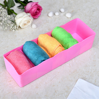 UK-0646 Multipurpose Plastic Storage Socks Tray Organizer for Wardrobe Drawer, Undergarment Cosmetic Makeup Dressing Rack, 1-PC (Multicolor)