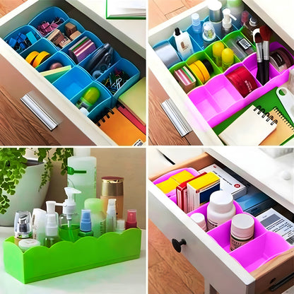 UK-0646 Multipurpose Plastic Storage Socks Tray Organizer for Wardrobe Drawer, Undergarment Cosmetic Makeup Dressing Rack, 1-PC (Multicolor)