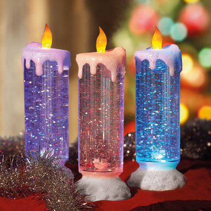 UK-0009 LED Light Swirling Glitter Water Color Changing Candle Light, (Glitter LED Candle)