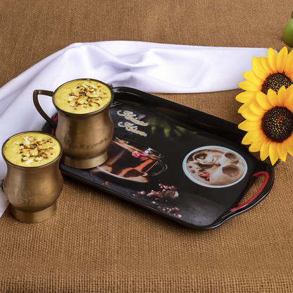 UK-0973 Premium Serving Tray Set of 3  Plastic Material Glossy Finish BPA Free Trays for Kitchen and Office and Home Decor