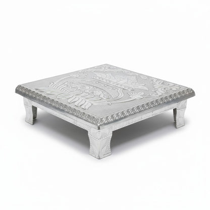 Antique Silver Kalash Design Chowki For All Purpose Bajot