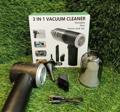 UK-0631 3 in 1 Portable Car Vacuum Cleaner with Blower | USB Rechargeable Wireless Handheld Car Vacuum Cleaner Traveling