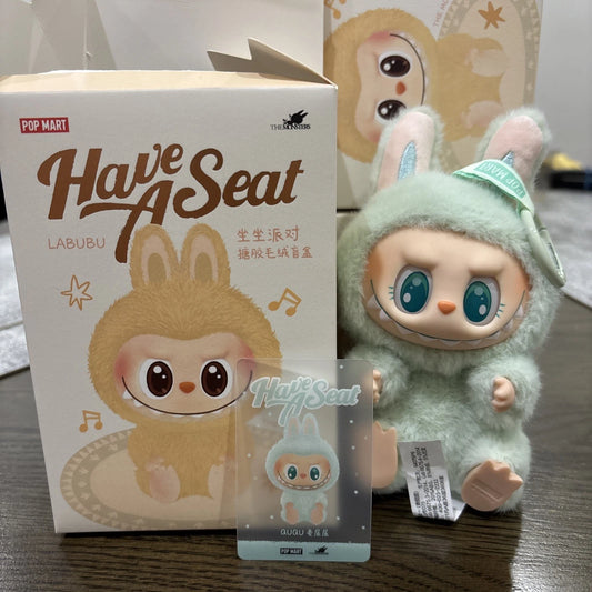 UK-0906 Labubu Cartoon Kawaii Standing Mini Flocked Labubu Figure Doll Figurine Mystery Surprise Blind Bag Children Toy Gift