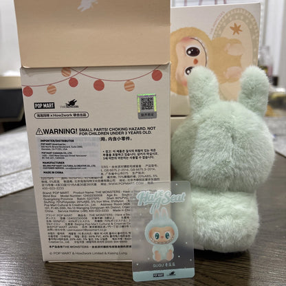 UK-0906 Labubu Cartoon Kawaii Standing Mini Flocked Labubu Figure Doll Figurine Mystery Surprise Blind Bag Children Toy Gift
