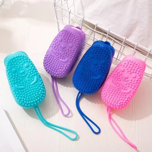 UK-0101  Silicone Bubble Bath Brush Quick Bath Brush Scrubbing Brushes Soft Rubbing Massage Bubble Body Cleaner Silicone Bathroom 1Pcs (Multi Color)