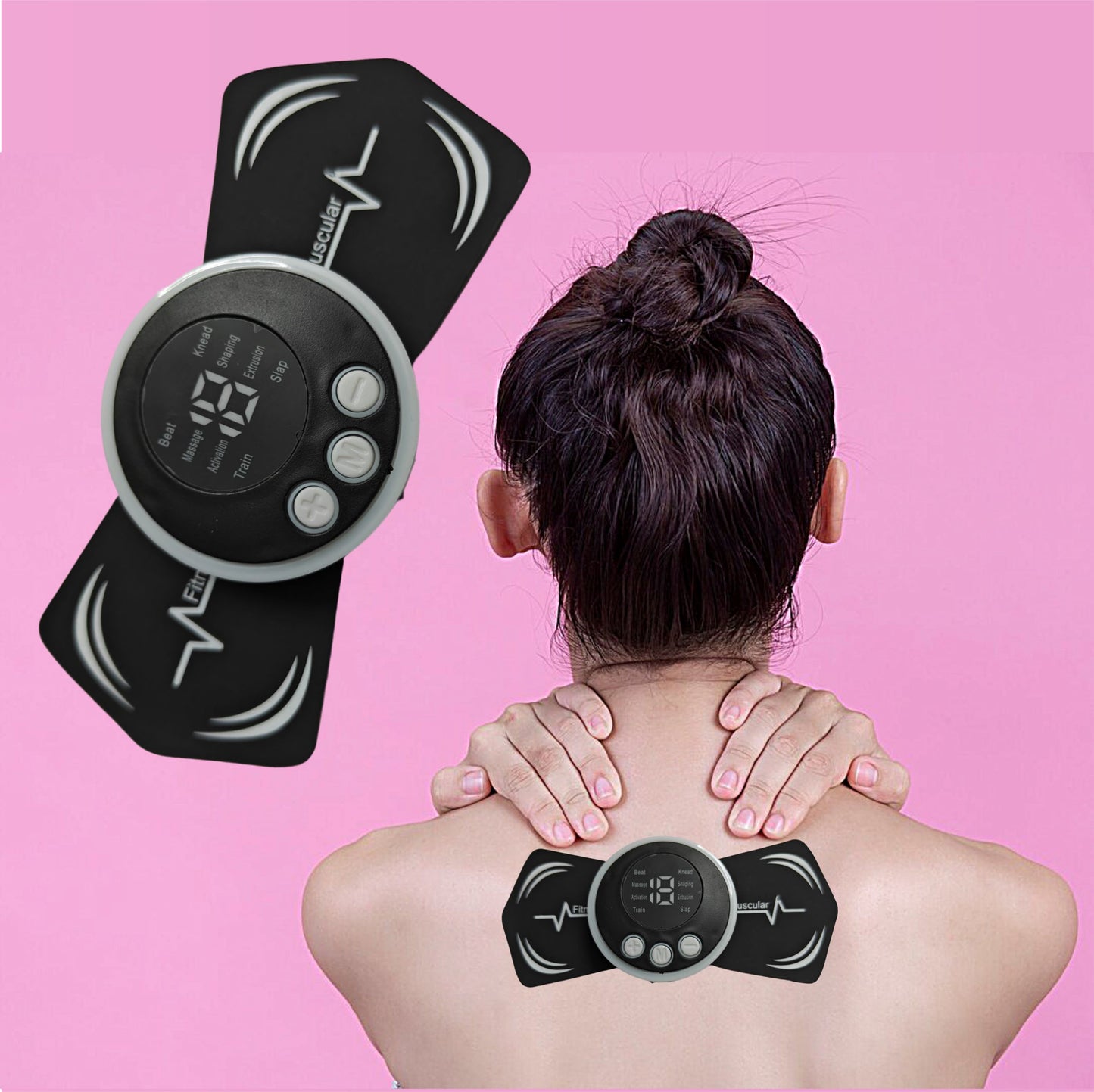 UK-0336 EMS Lymphatic Drainage Massager With 8 Modes 18 Levels, Neck Massager For Neck Back Hand Leg, 1 Host 2 Patches